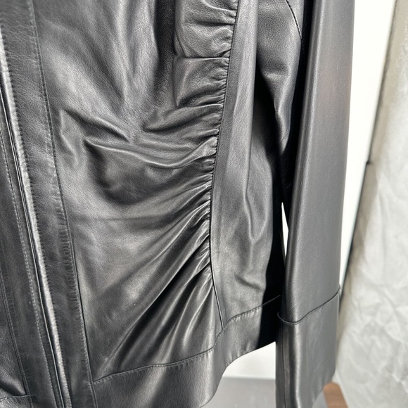 LAFAYETTE 148 New York BUTTERY SOFT BLACK LEATHER Full Zip JACKET 6 - Picture 5 of 10